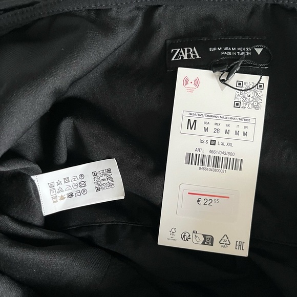 Zara Black Ruffle Sleeve Ruched Crop Top Off Shoulder Sweetheart Neck M 0061 - Picture 3 of 7